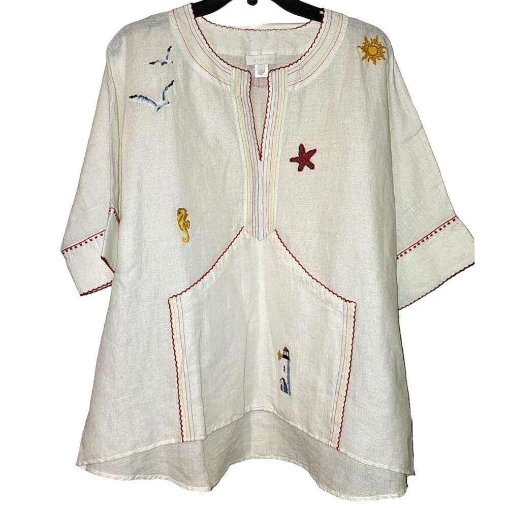 New Intropia Cross Stitch Needlepoint Embroidered Blouse $260 SIZE 38 MEDIUM